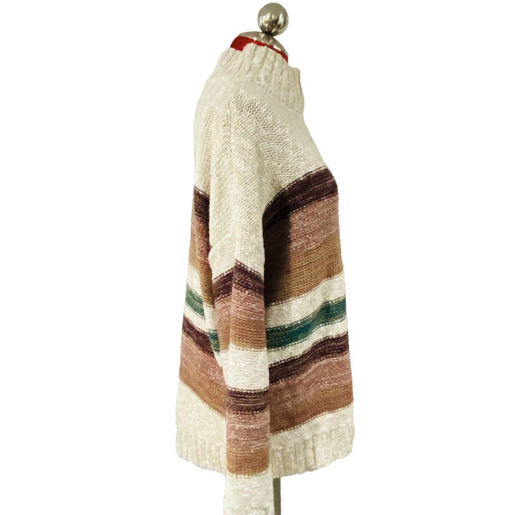 Melrose & Market Pullover Sweater Cotton Blend Earth Tone Stripes Textured Sz M - Picture 7 of 9